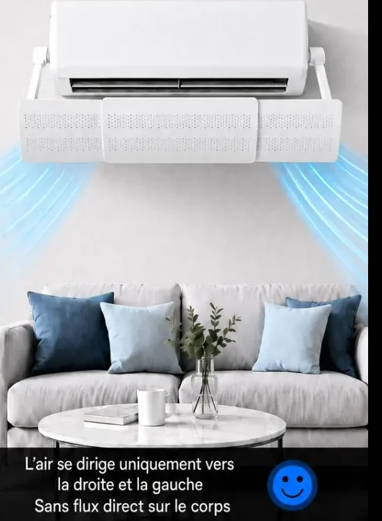 Flux d’air orienté après l’installation du déflecteur
